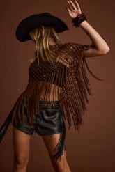 Rianne Mocha Sequin Crochet Shawl