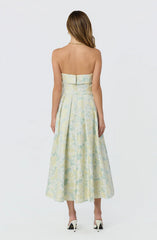 Destini Floral Jacquard Strapless Midi Dress