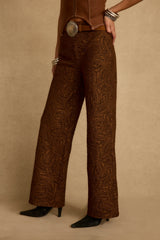 Milan Cognac Swirl Wide Leg Trouser