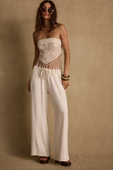 Outlaw Cream Lace Fringe Scarf Top