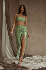 Toulouse Metallic Sage Crop Top