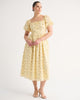A&F Emerson Puff Sleeve Midi Dress-Yellow Floral