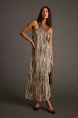 Prism Metallic Halter Maxi Dress