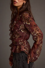 Dominique Plum Floral Blouse