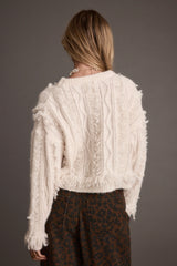 Lorie Beige Fringe Sweater