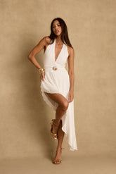 Francesca White Halter Midi Dress