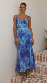 Margo Midi Dress - Ocean Blue