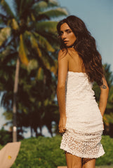 Hannah White Floral Applique Midi Dress