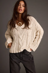 Remi Ivory Cable Knit Sweater
