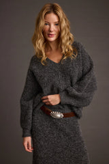 Glacier Charcoal V Neck Sweater