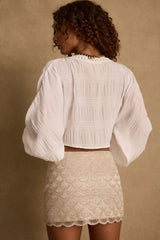 Rainey White Lace Up Top