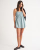 Ruched Channeled Skort-Green Plaid