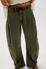 Spotlight Washed Barrel Chino Trousers-Dusty Olive