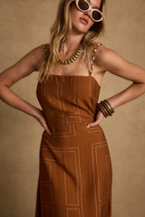Sol Terracotta Abstract Maxi Dress
