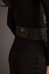 Greenwich Black Medallion Statement Belt