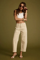 Chandler Beige Barrel Jeans
