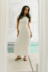 Carolina Pleated Maxi Dress in Ivory
