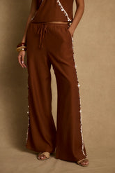 Estelle Terracotta Shell Embellished Pants