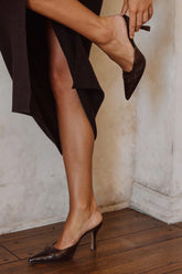 Delaney Espresso Western Croc Heel