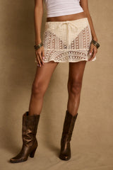 Prairie Wind Natural Crochet Mini Skirt