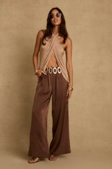Moonlit Kiss Rose Gold Lurex Halter Top