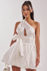 PRETTY IN POPLIN STRAPPY MULTIFUNCTION MINI DRESS IN WHITE