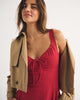 Bra-Free Tie-Front Linen-Blend Mini Dress-Red