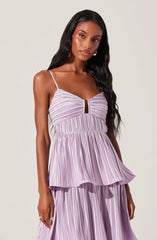 Lupin Pleated Tiered Maxi Dress-Lilac