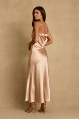 Natalia Champagne Strapless Maxi Dress