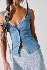 End Game Pointelle Tank-Blue