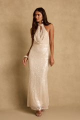 Noella Champagne Sequin Maxi Dress