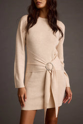 Grayden Cream Belted Mini Dress