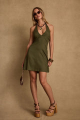 Emma Olive Linen Mini Dress