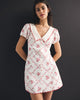 Short-Sleeve Collared Mini Dress-White Floral