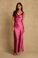 Dolce Fuchsia Satin Maxi Dress