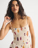 A&F Sydney Smocked Dipped-Waist Midi Dress-Cream Floral