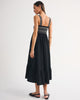 A&F Sydney Smocked Convertible Midi Dress-Black