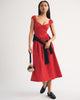 Bra-Free Cap Sleeve Dipped Waist Midi Dress