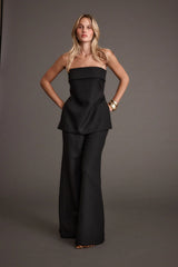 Montague Black Tailored Strapless Longline Top
