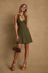 Emma Olive Linen Mini Dress
