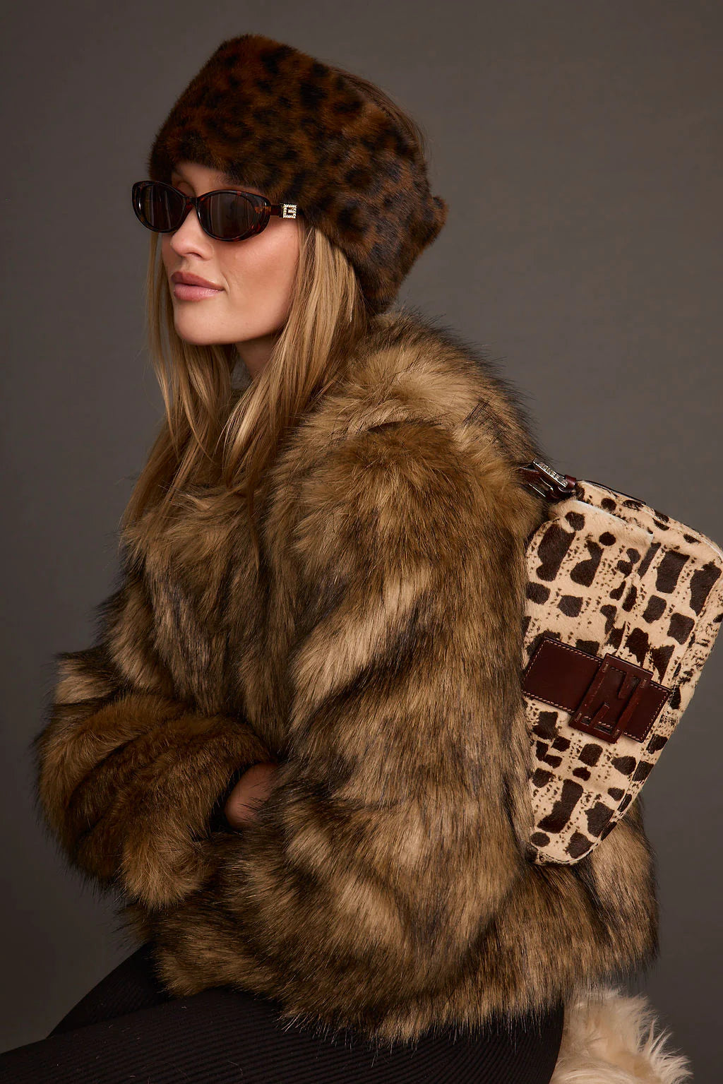 Misty Brown Faux Fur Coat