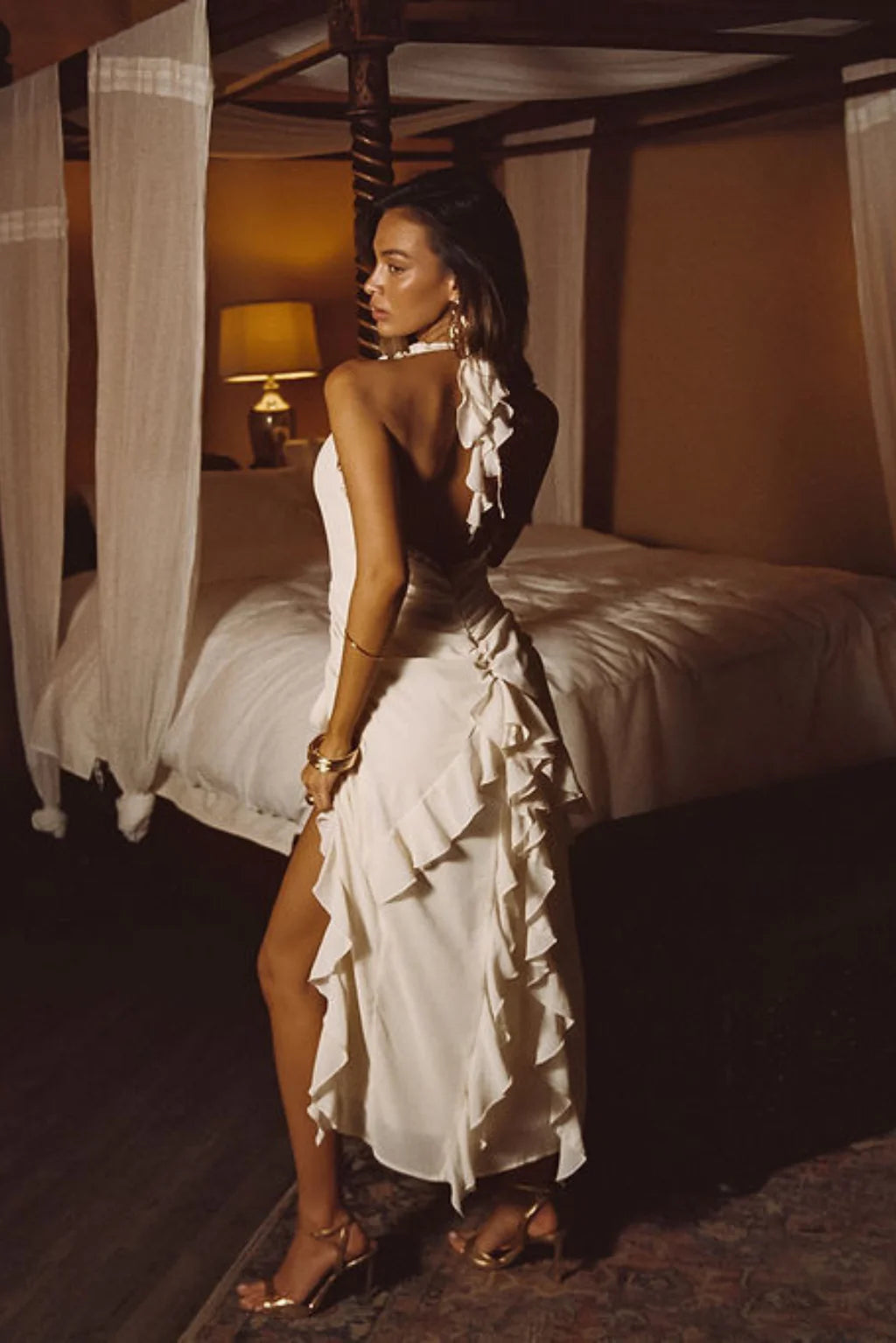Aria Cream Halter Maxi Dress