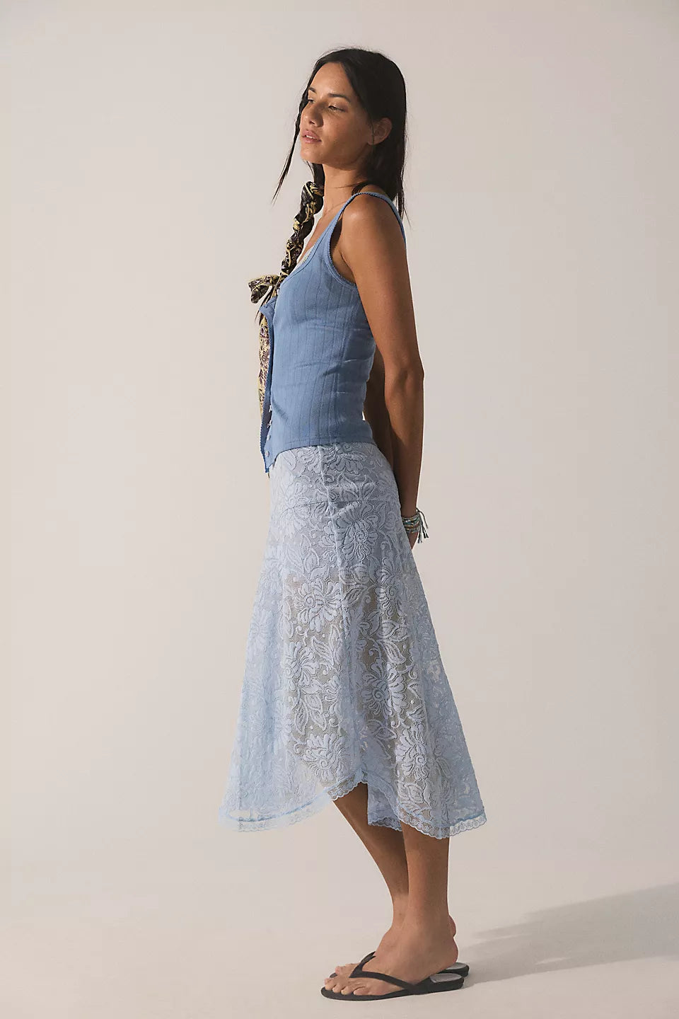 End Game Pointelle Tank-Blue