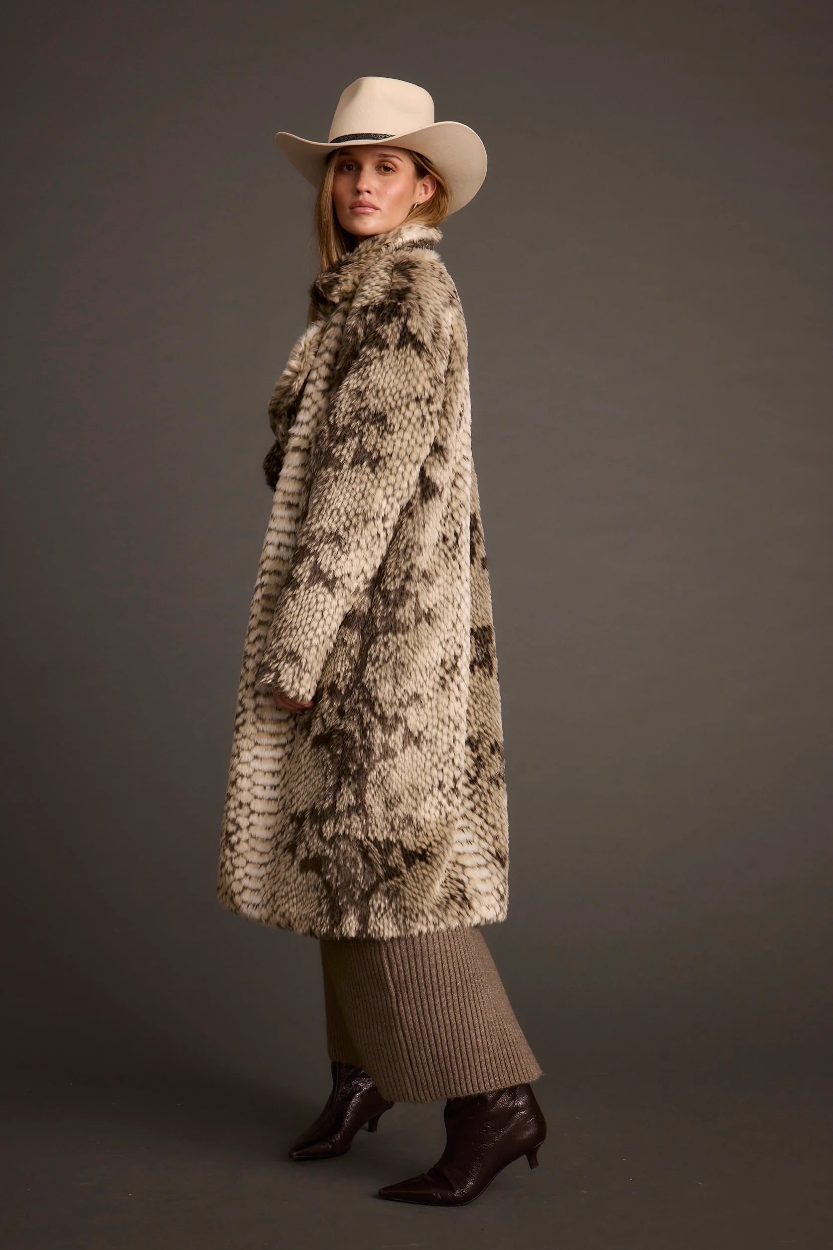 Vivienne Grey Snake Faux Fur Jacket