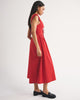 Bra-Free Cap Sleeve Dipped Waist Midi Dress