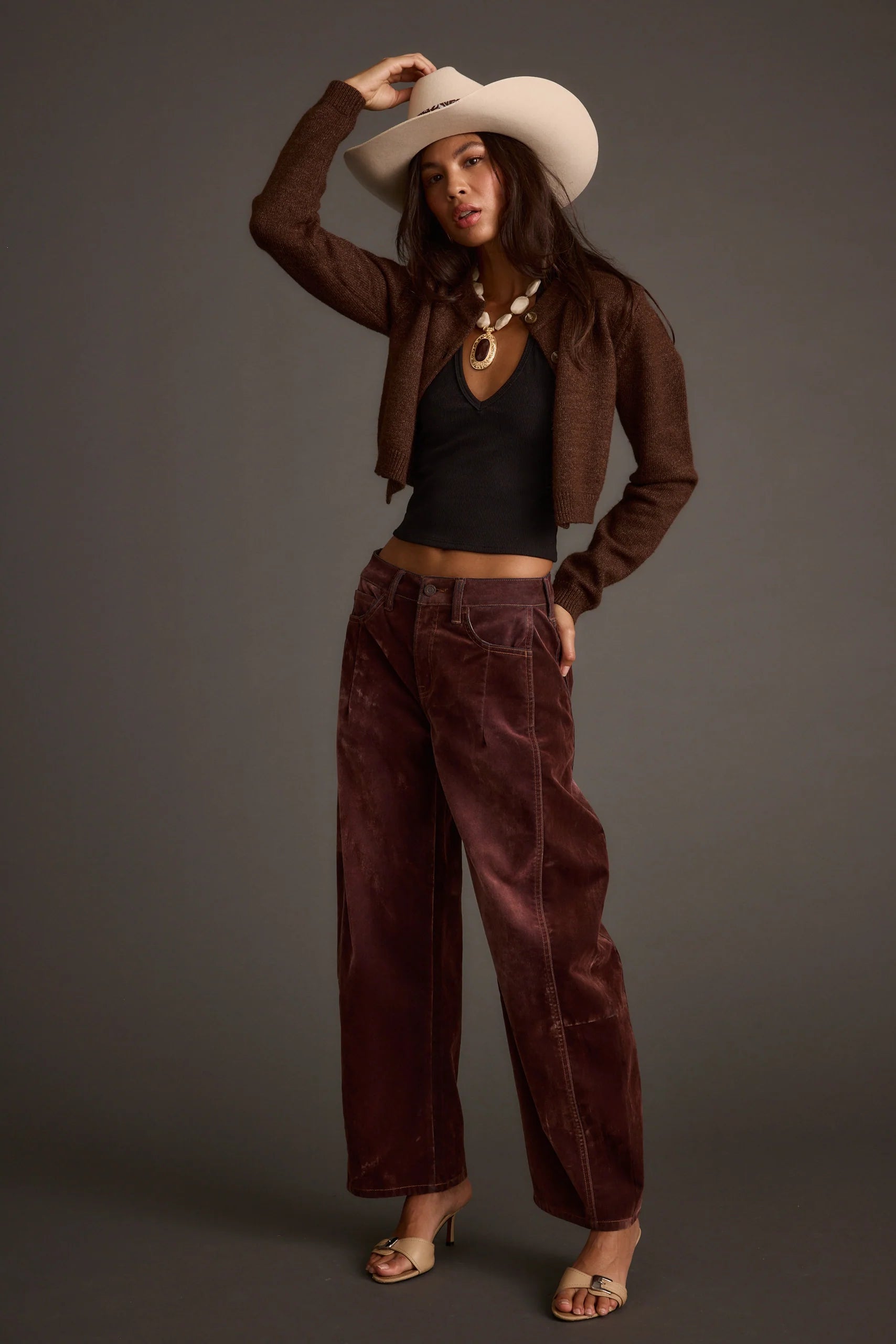 Teresa Mocha Cropped Cardigan