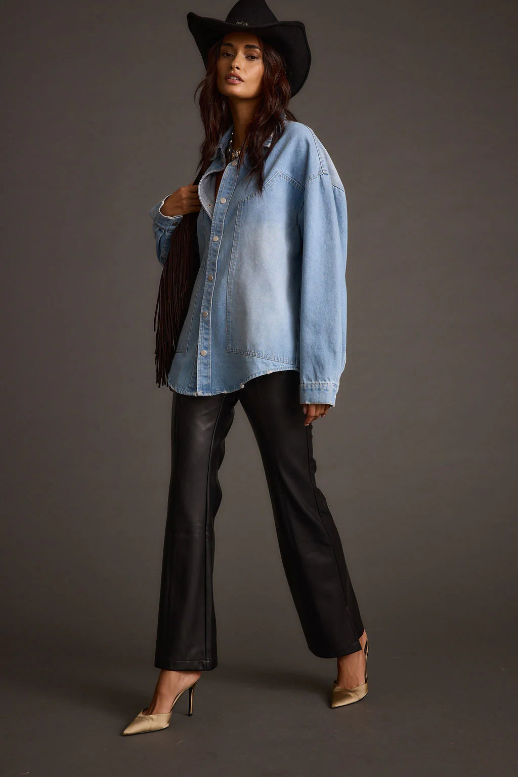 Ryland Black Vegan Leather Flare Pants