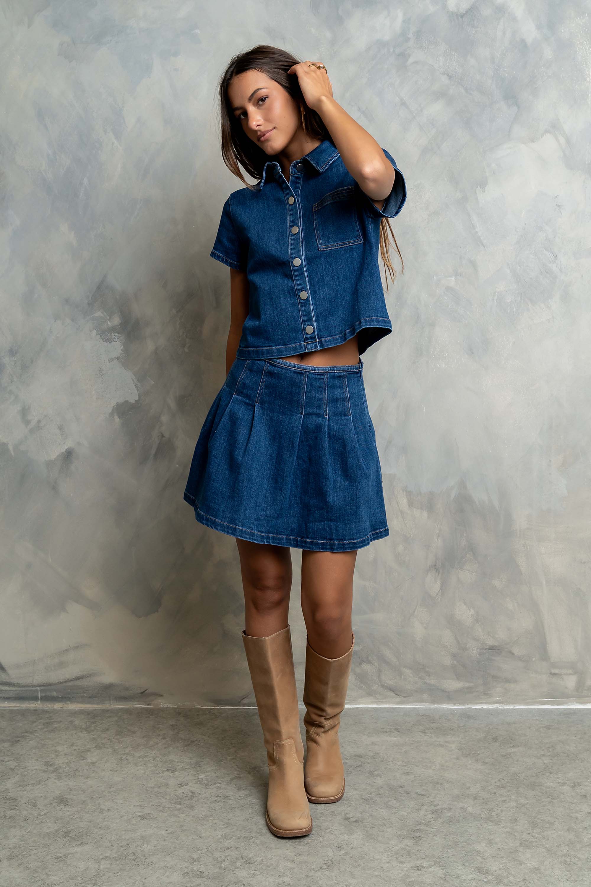 Alyssa Button Up Denim Top