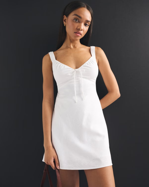 Bra-Free Tie-Front Linen-Blend Mini Dress