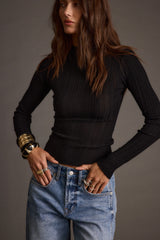 Klara Black Semi-Sheer Top